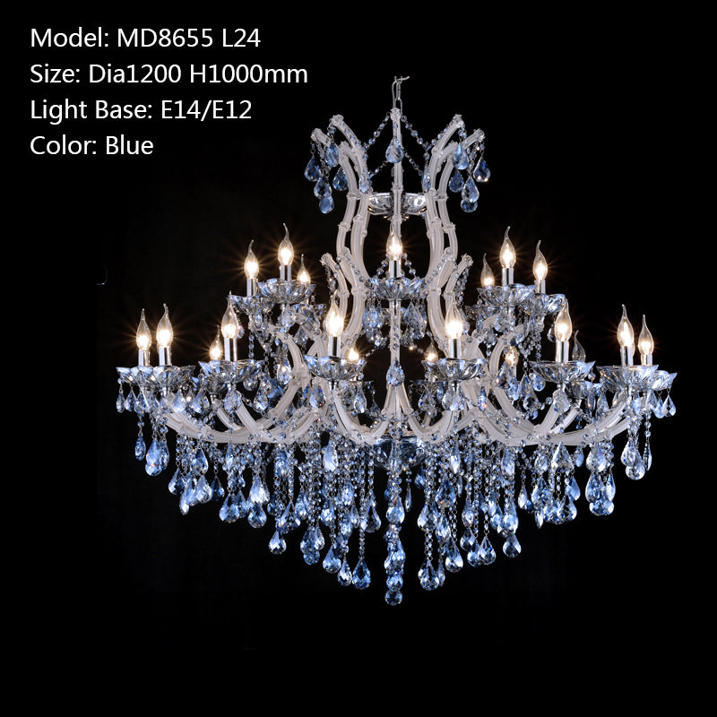 Meerosee Modern Blue Maria Theresa Crystal Chandelier Light D1200mm H1000mm