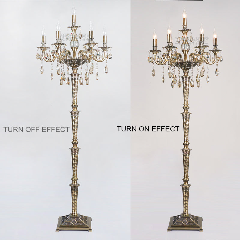 Meerosee Modern Crystal Floor Lamp Bronze Floor Stand Light Fixture