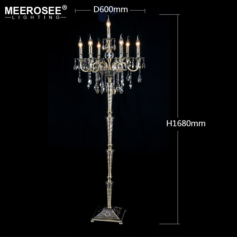 Meerosee Modern Crystal Floor Lamp Bronze Floor Stand Light Fixture