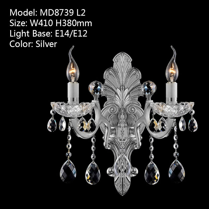 Meerosee Crystal Wall Sconces Lamp Modern 110-220V Gold Sconces Light for Bedroom
