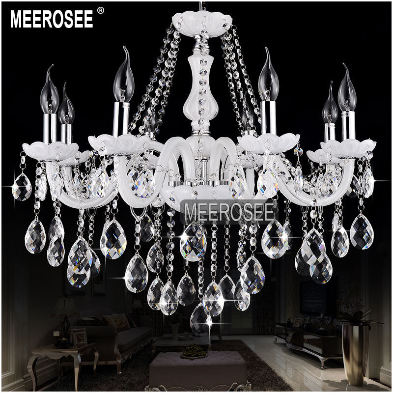 Meerosee Modern Chandeliers Indoor Lighting White Elegant Glass Pendant Lamps