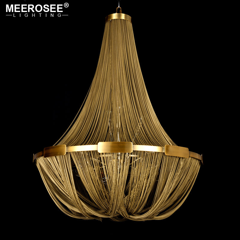 Meerosee Arrival Aluminum Chain Chandelier Light French Empire Bronze Pendant Lamp