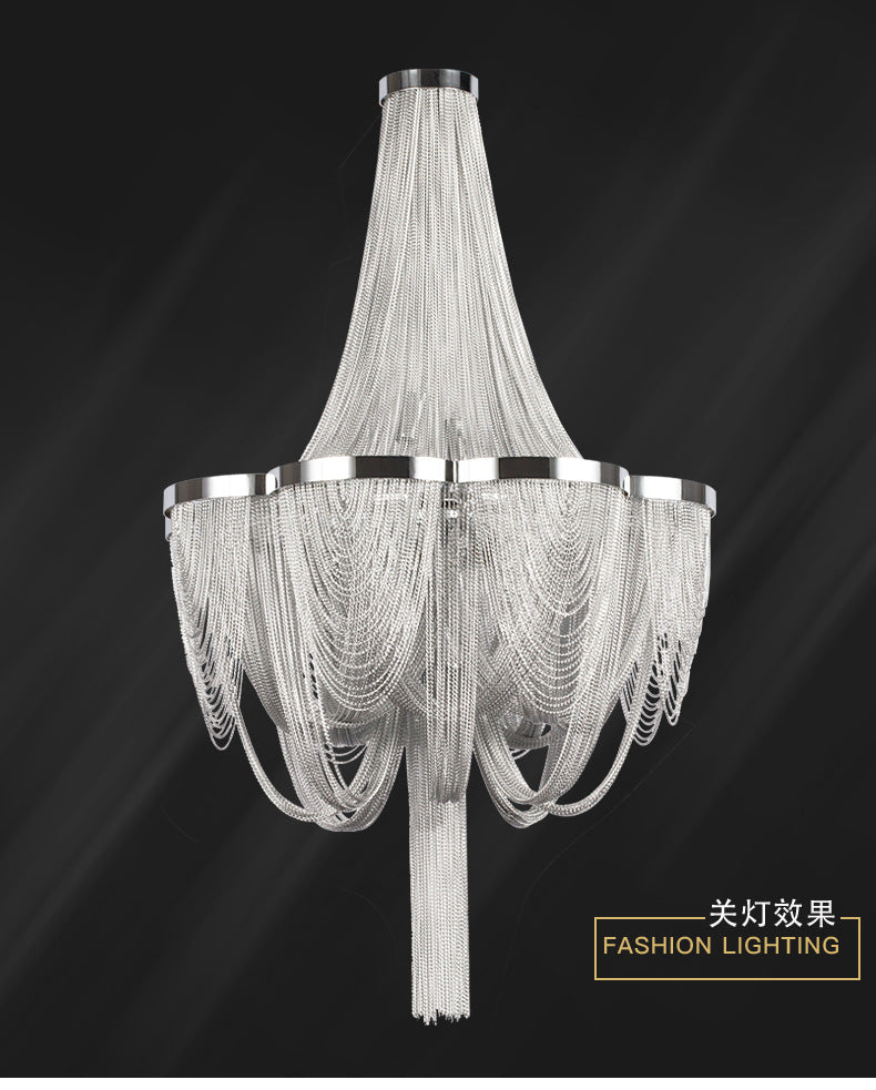 Meerosee French Empire Chandelier Post Modern Gold Chain Aluminum Pendant Light