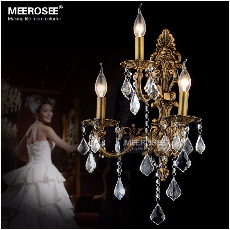 Meerosee Modern Crystal Wall Light Bronze Wall Brackets for bedroom living room