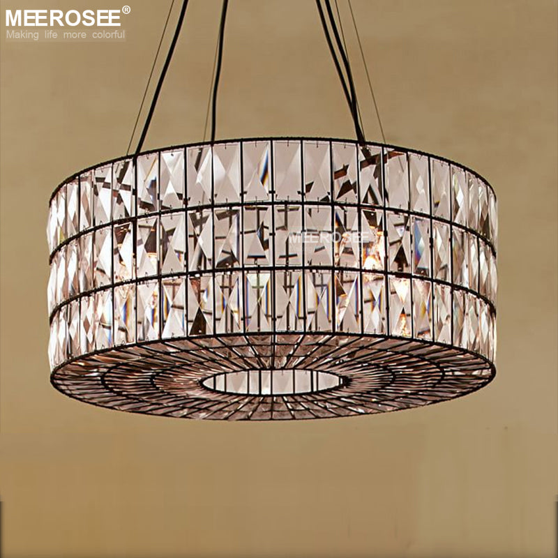 Meerosee Modern Crystal Chandelier Light Fixture Round Pendant Ceiling Lighting