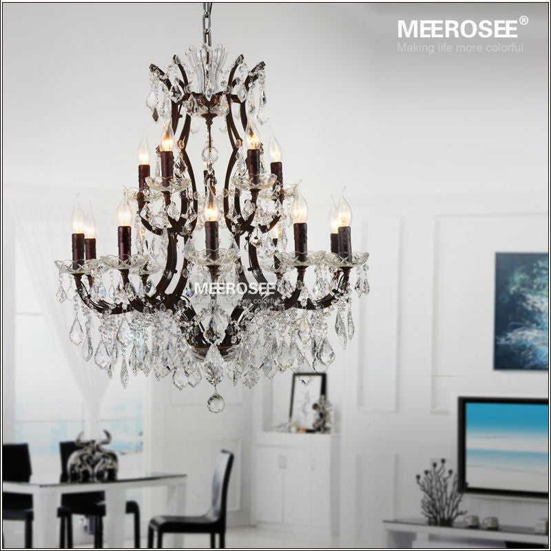 Meerosee Vintage Crystal Loft Chandelier Light Retro Rustic Pendant Lamp for Home