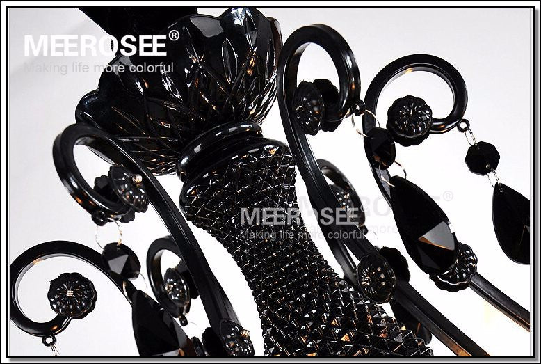 Meerosee Luxury Modern Crystal Chandelier Light Chrome Black Pendant Lamp