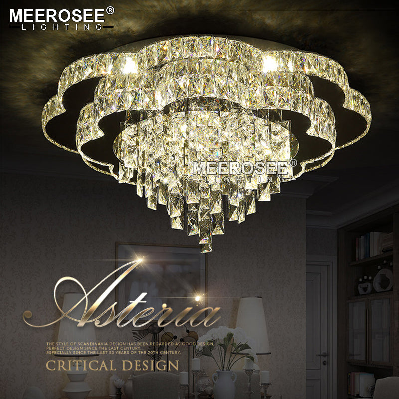 Meerosee Modern Chandeliers Lighting Crystal Contemporary K9 Led Ceiling Lamp