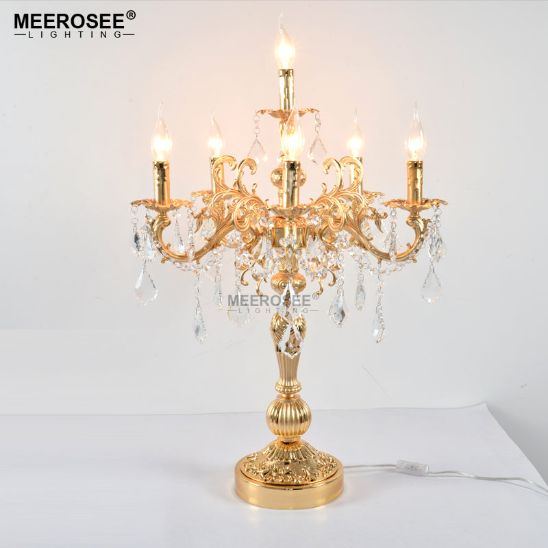 Luxurious Crystal Table Light Modern Desk Light Wedding Candelabra Table Lamp D22''