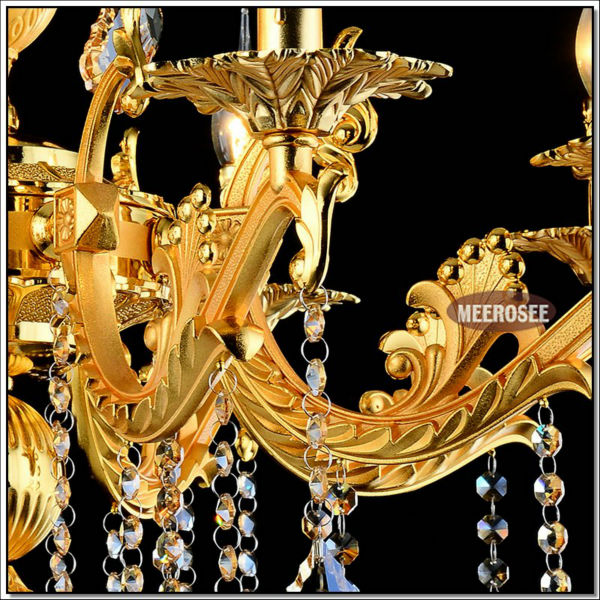 Meerosee Gold Crystal Chandelier Lighting Fixture 8 Arms Modern Metal Pendant Lamp