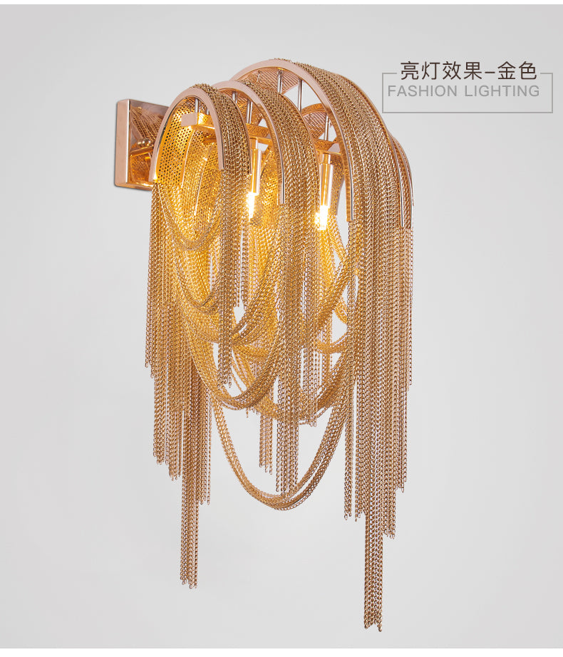 Meerosee Italia Tassel Wall Lighting Aluminium Chain Gold Wall Lamp MD83101