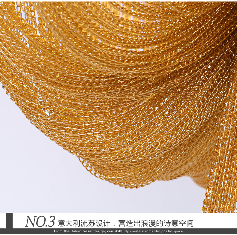 Aluminum Chain Tassel Chandelier Lights Modern Gold Pendant Hanging Lighting