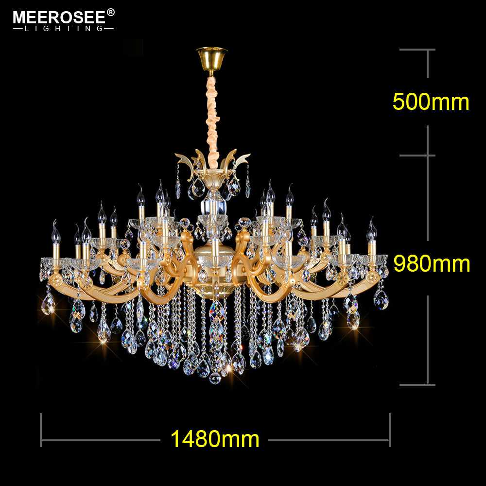 Meerosee Luxurious Large Crystal Chandelier Light Fixture Gorgeous Golden Pendant Lamp