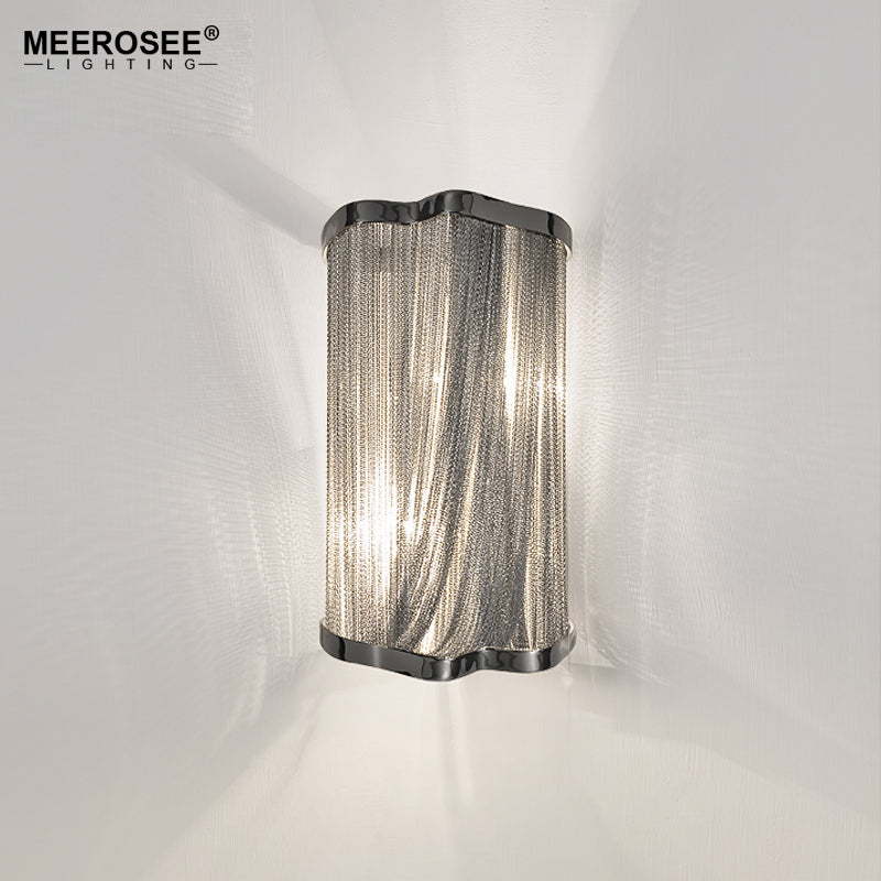Modern Silver Wall Lamp Aluminum Chain Wall Bracket Light