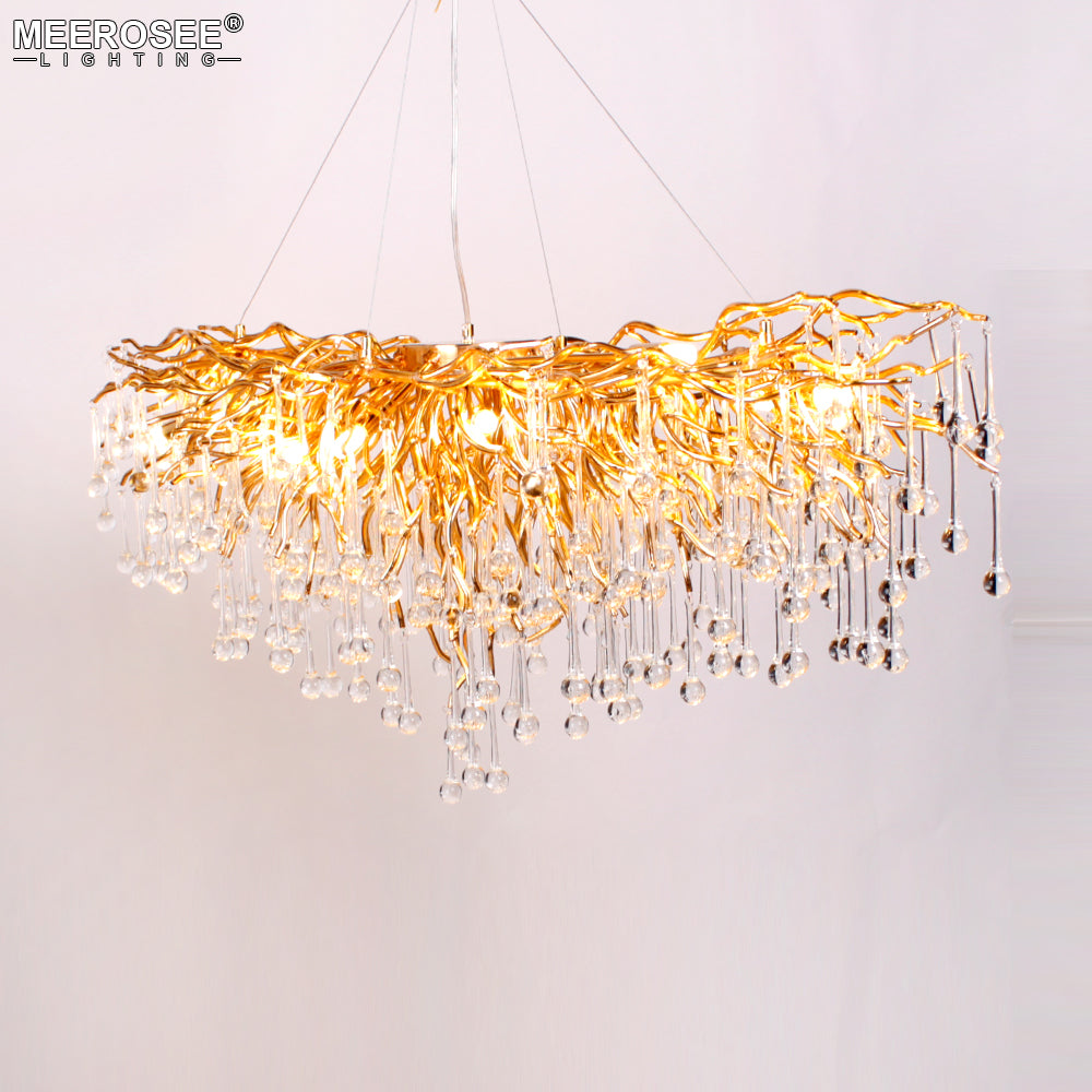 Luxurious Crystal Pendant Light Modern Popular Gold Color G9 Chandelier Light