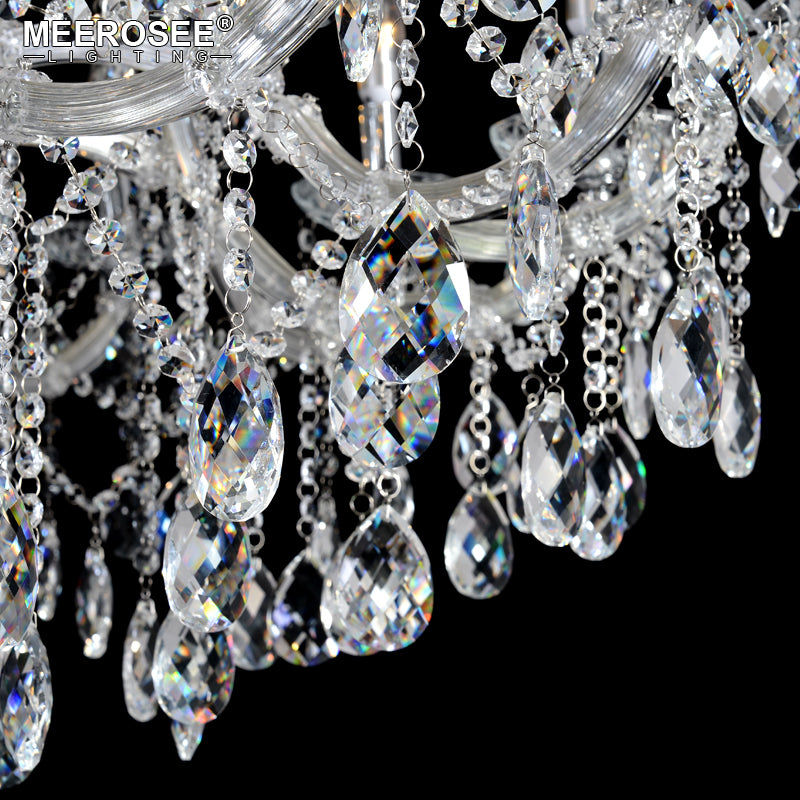 Luxurious Crystal Chandelier Light Fixture Chrome Pendant Lamp 24 Lights D47.2''