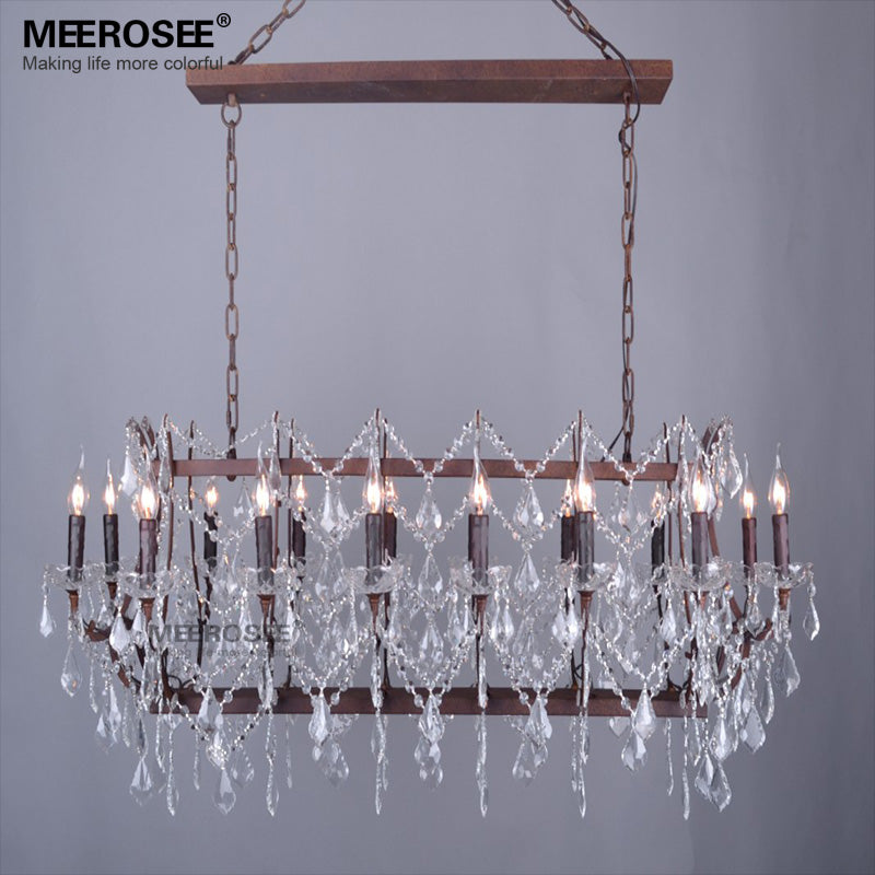 Meerosee Modern Chandelier Light Retro Rustic Loft Crystal Pendant Suspension Lamp