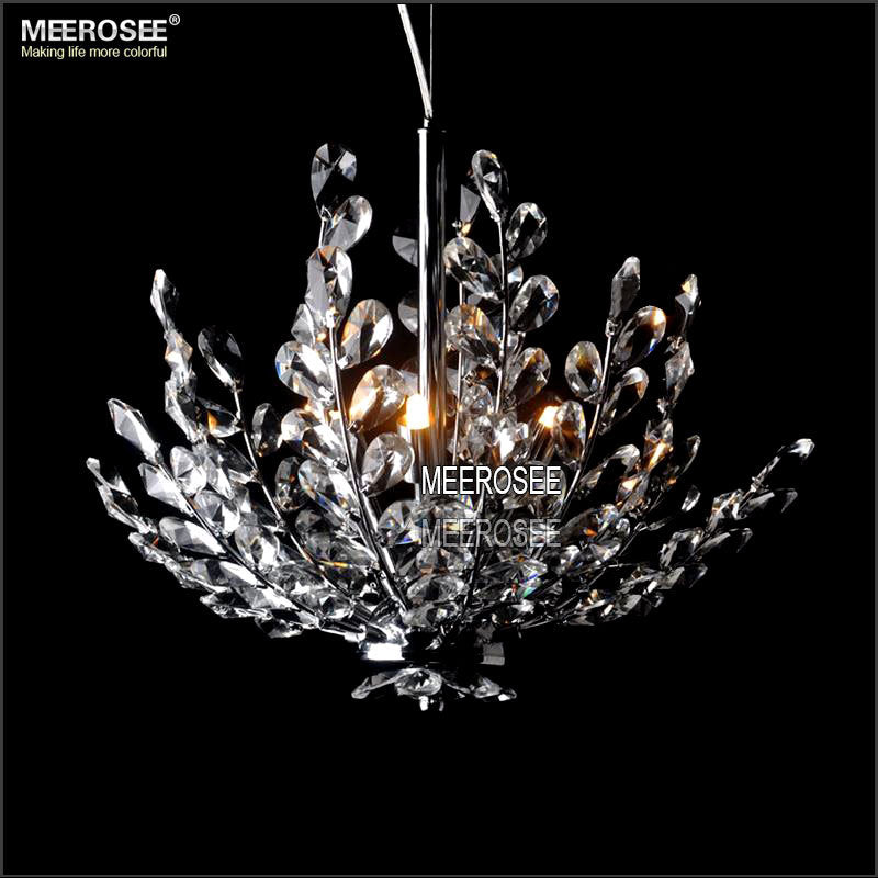 Modern Crystal Pendant Light Fixture Vintage Floral French Chrome Chandelier Lamp