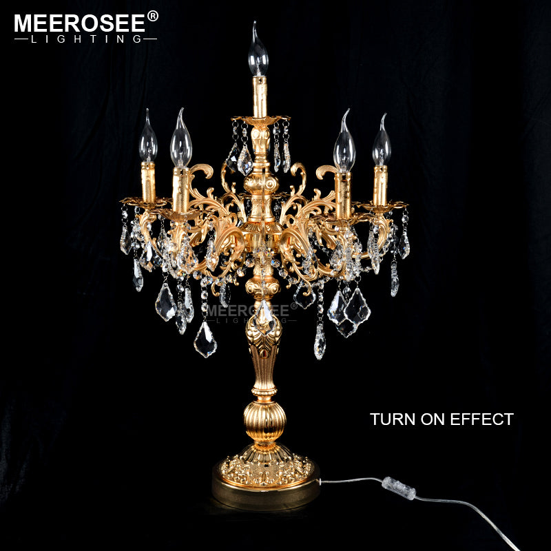 Luxurious Crystal Table Light Modern Desk Light Wedding Candelabra Table Lamp D22''