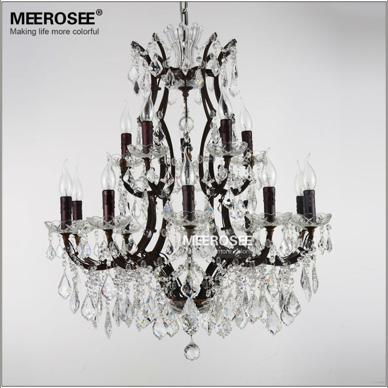Meerosee Vintage Crystal Loft Chandelier Light Retro Rustic Pendant Lamp for Home