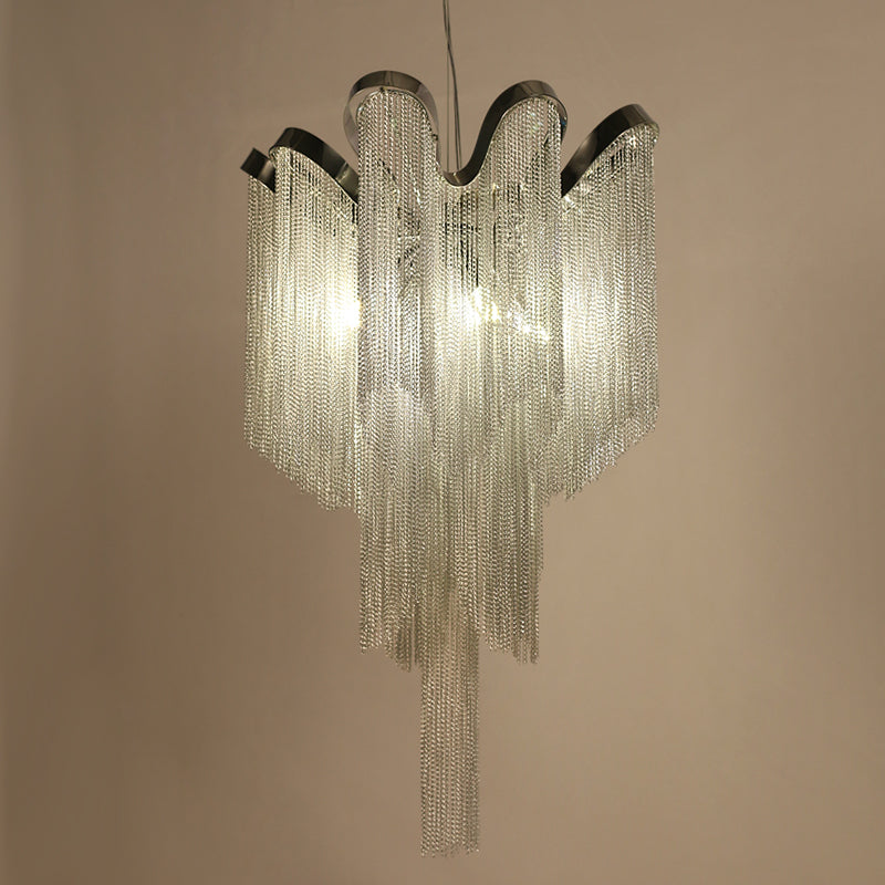 Meerosee Modern Vintage Lamp Aluminum Chain Chandelier Lighting Luxury Pendant Lamp