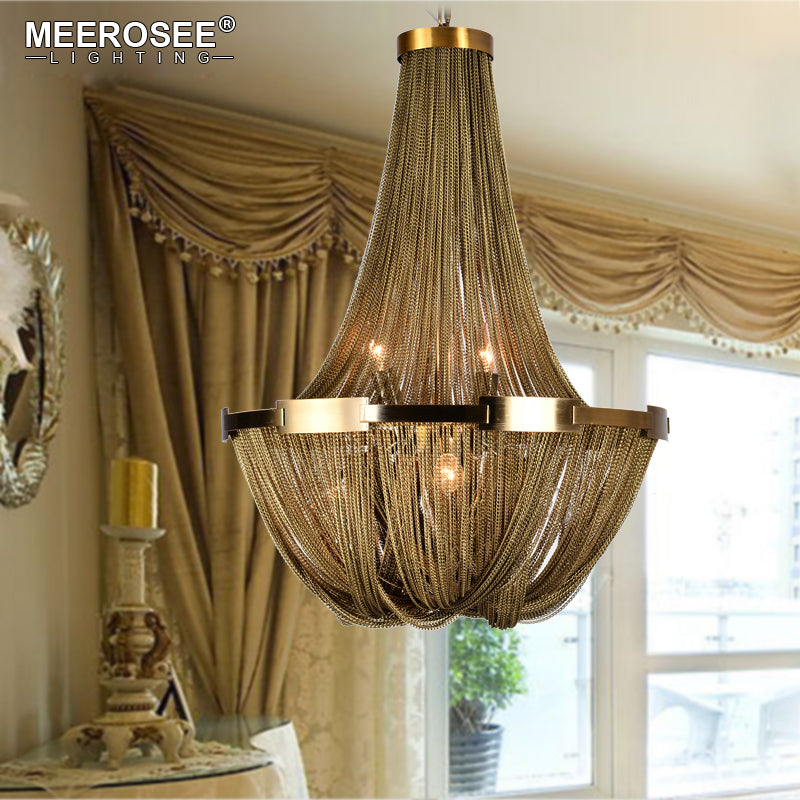 Meerosee Arrival Aluminum Chain Chandelier Light French Empire Bronze Pendant Lamp
