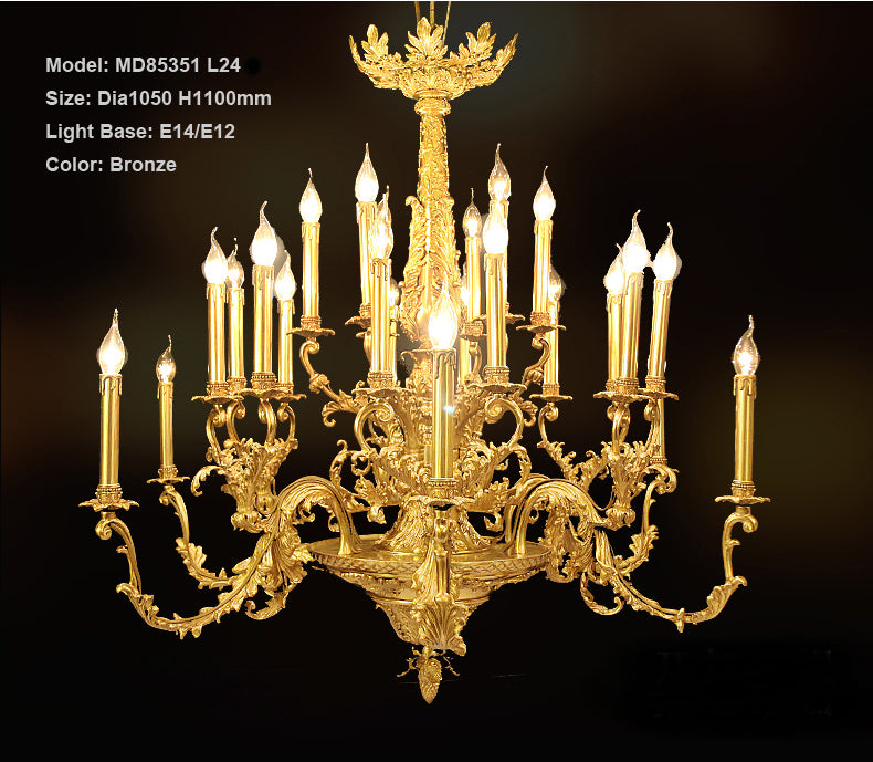 Meerosee Luxurious Copper Chandelier Light Fixture Classical Bronze Pendant Lamp