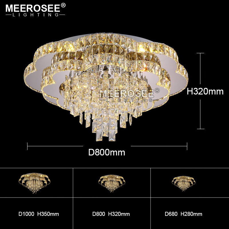 Meerosee Modern Chandeliers Lighting Crystal Contemporary K9 Led Ceiling Lamp