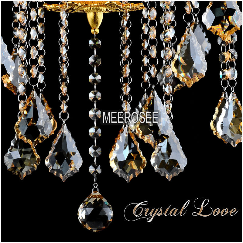 Meerosee Gold Crystal Chandelier Lighting Fixture 8 Arms Modern Metal Pendant Lamp