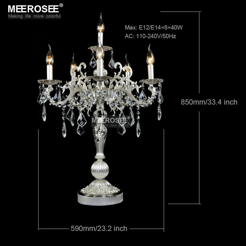 Luxurious Crystal Table Light Modern Desk Light Wedding Candelabra Table Lamp D22''