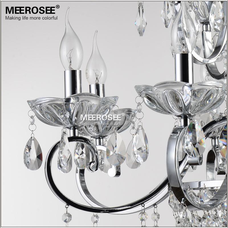 Modern Wrought Iron Crystal Chandelier Light Fixture 2 tiers E12 Chrome Pendant Lamp