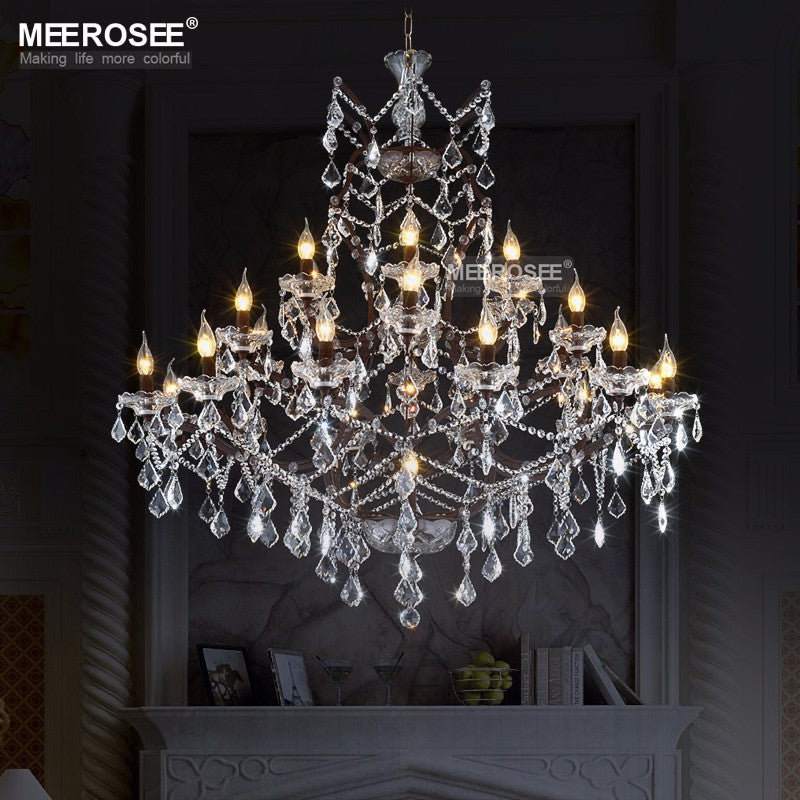 Meerosee Modern Crystal Chandelier Light Fixture 25 Lights Chrome Pendant Lamp