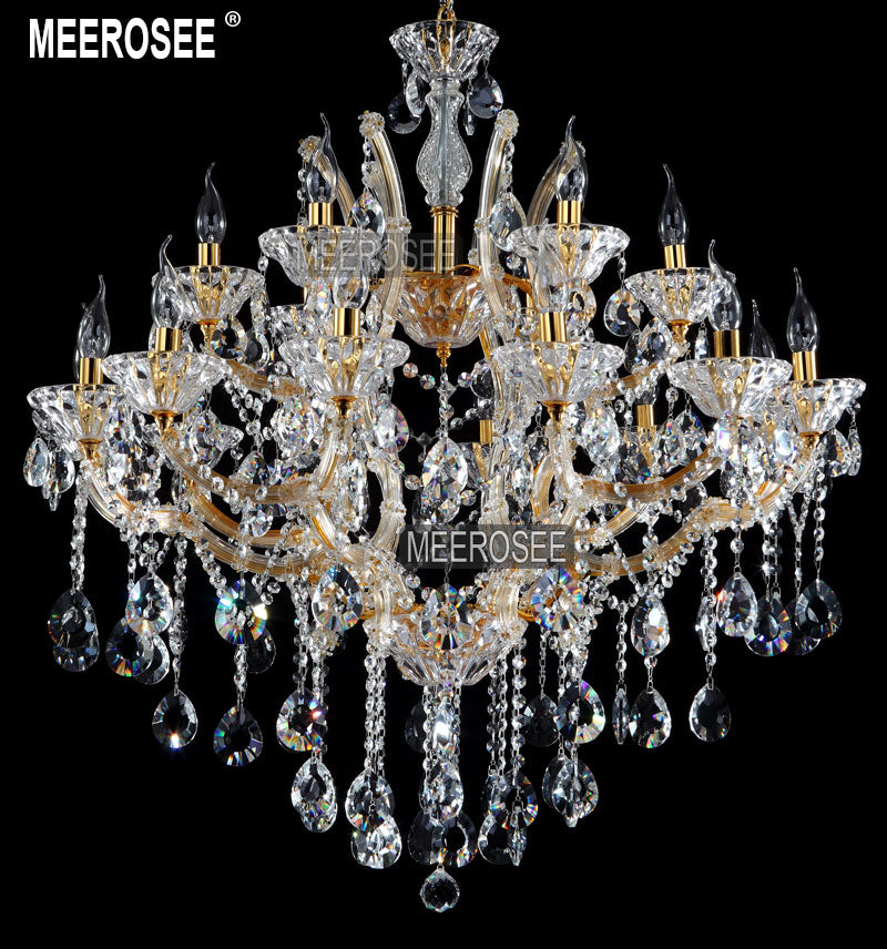 Meerosee 18 Lamps Clear Crystal Chandelier Light Fixture Modern Hotel Pendant Lamp