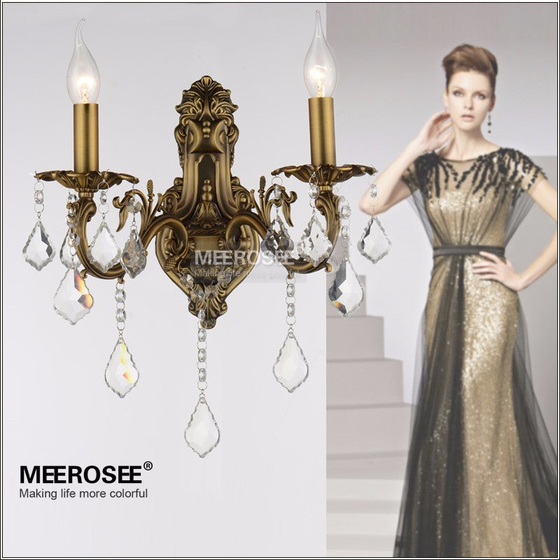 Meerosee Modern Crystal Wall Light Bronze Wall Brackets for bedroom living room