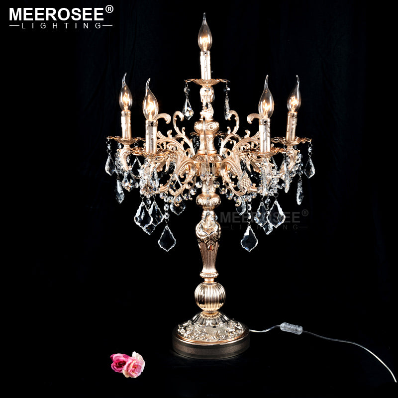 Luxurious Crystal Table Light Modern Desk Light Wedding Candelabra Table Lamp D22''