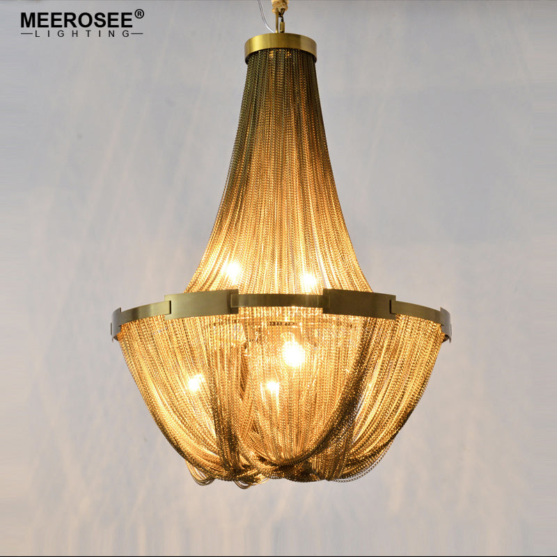 Meerosee Arrival Aluminum Chain Chandelier Light French Empire Bronze Pendant Lamp