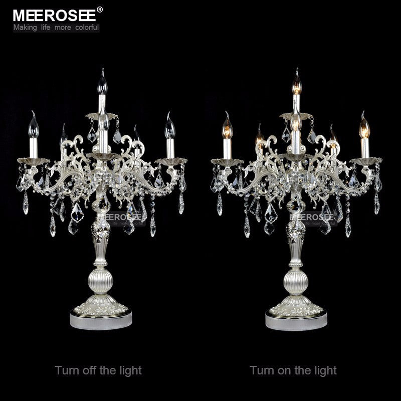 Luxurious Crystal Table Light Modern Desk Light Wedding Candelabra Table Lamp D22''
