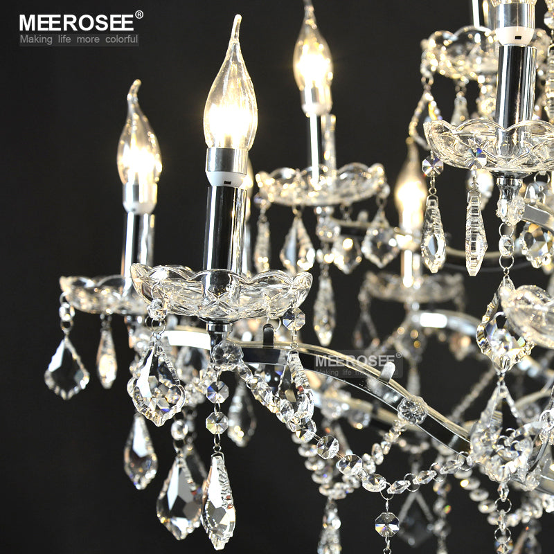 Meerosee Modern Crystal Chandelier Light Fixture 25 Lights Chrome Pendant Lamp