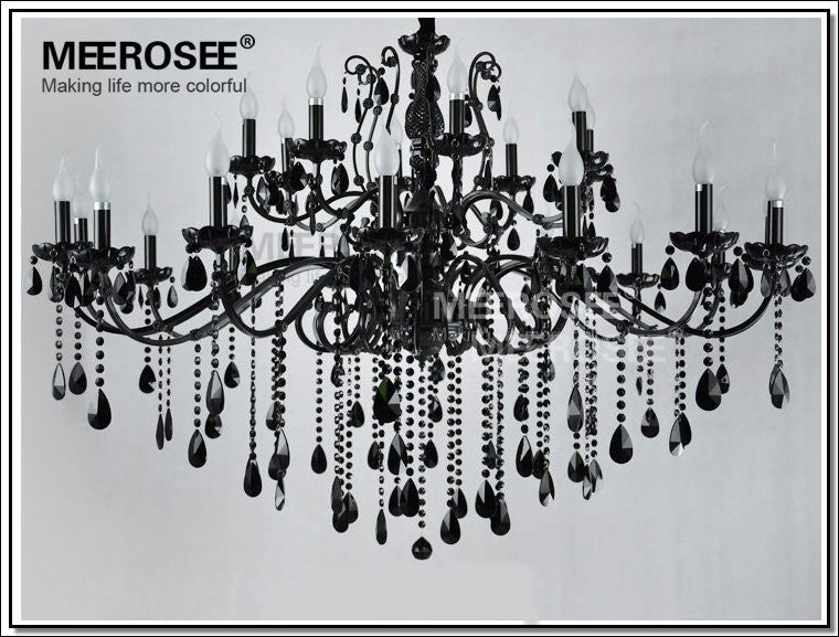 Meerosee Luxury Modern Crystal Chandelier Light Chrome Black Pendant Lamp
