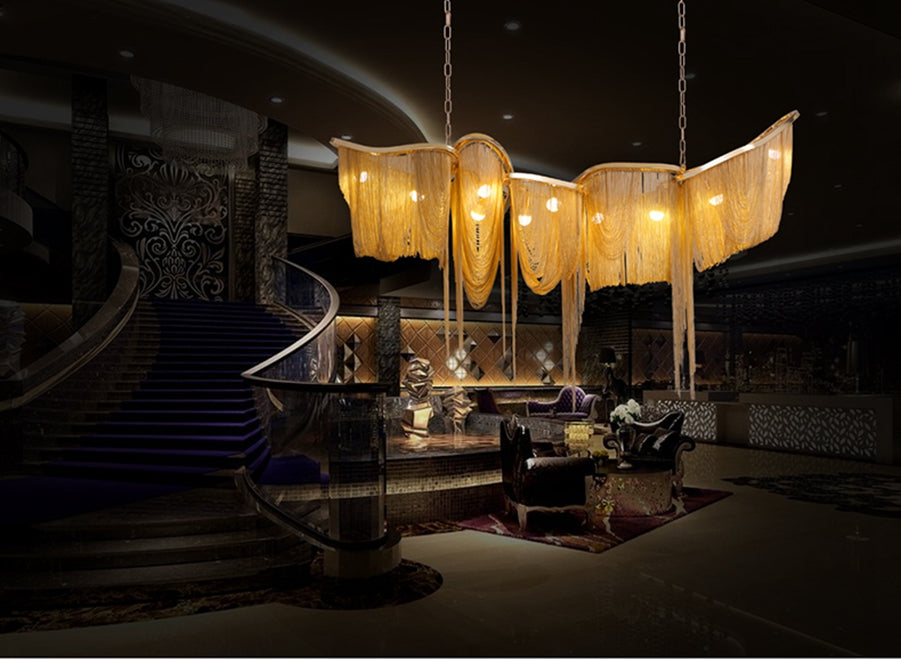 Modern Aluminium Chain Chandelier Home Lighting Luxury Italy Tassel Pendant Lamp