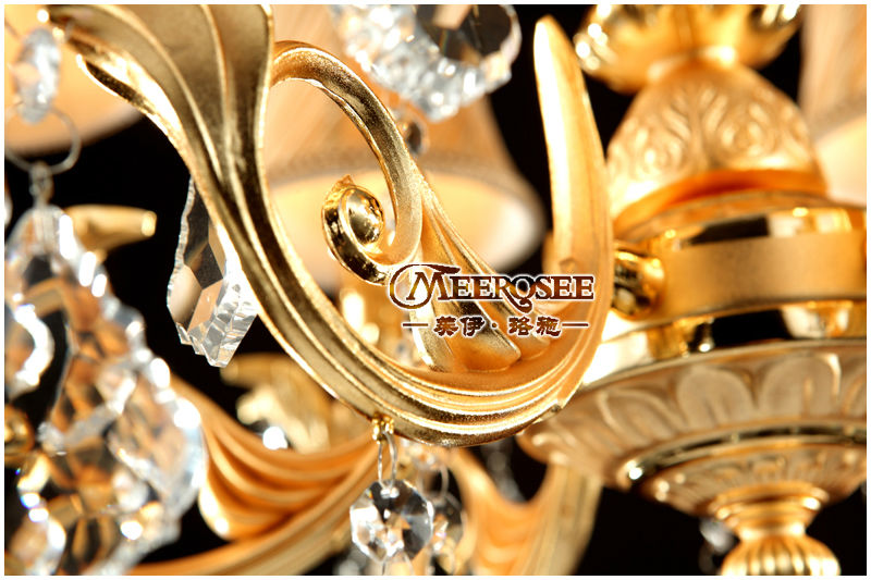 Meerosee Alloy Chandeliers Light Modern Gold 8 Lights Pendant Lamp MD8858