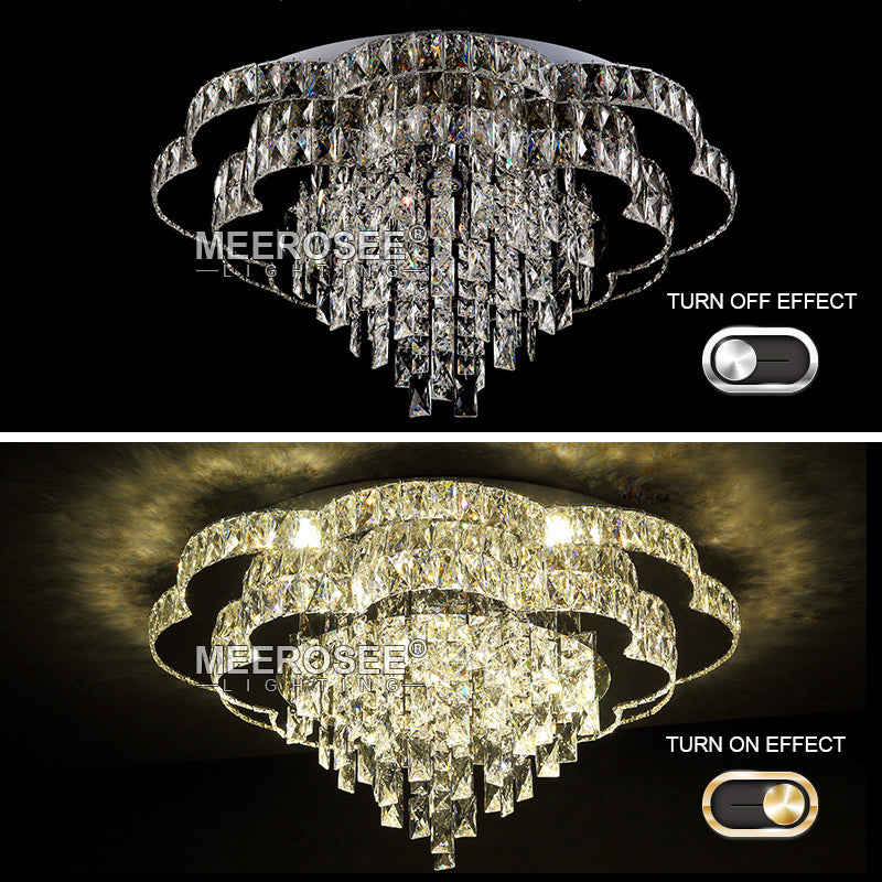 Meerosee Modern Chandeliers Lighting Crystal Contemporary K9 Led Ceiling Lamp