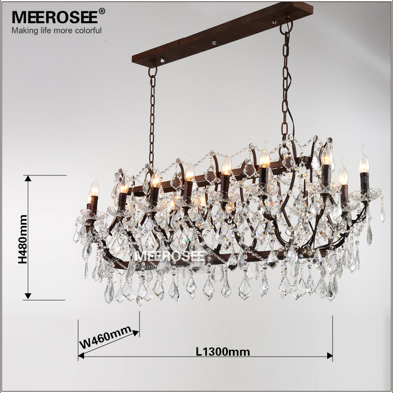 Meerosee Modern Chandelier Light Retro Rustic Loft Crystal Pendant Suspension Lamp