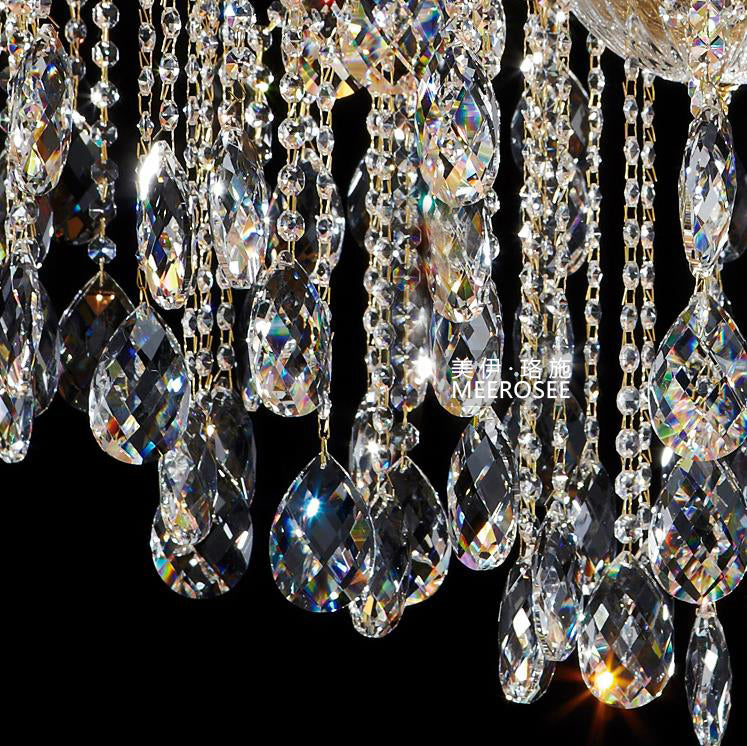 Meerosee Classical Chandelier Light Fixture Big Gold Crystal Pendant Lamp