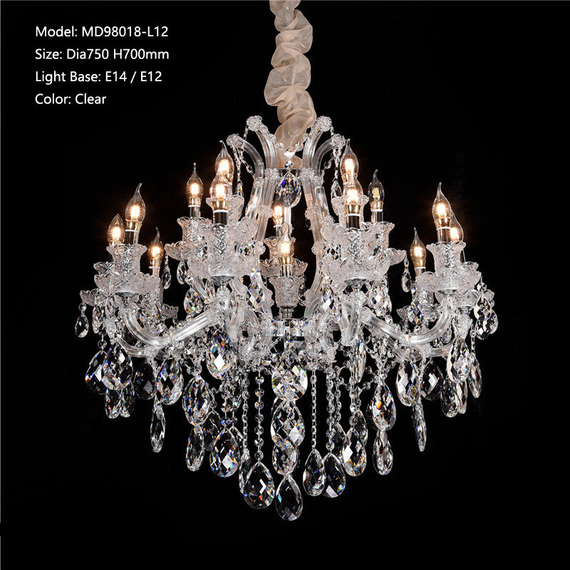 MEEROSEE Crystal Chandelier Light Luxury k9 Maria Theresa Pendant Lamp Fixture