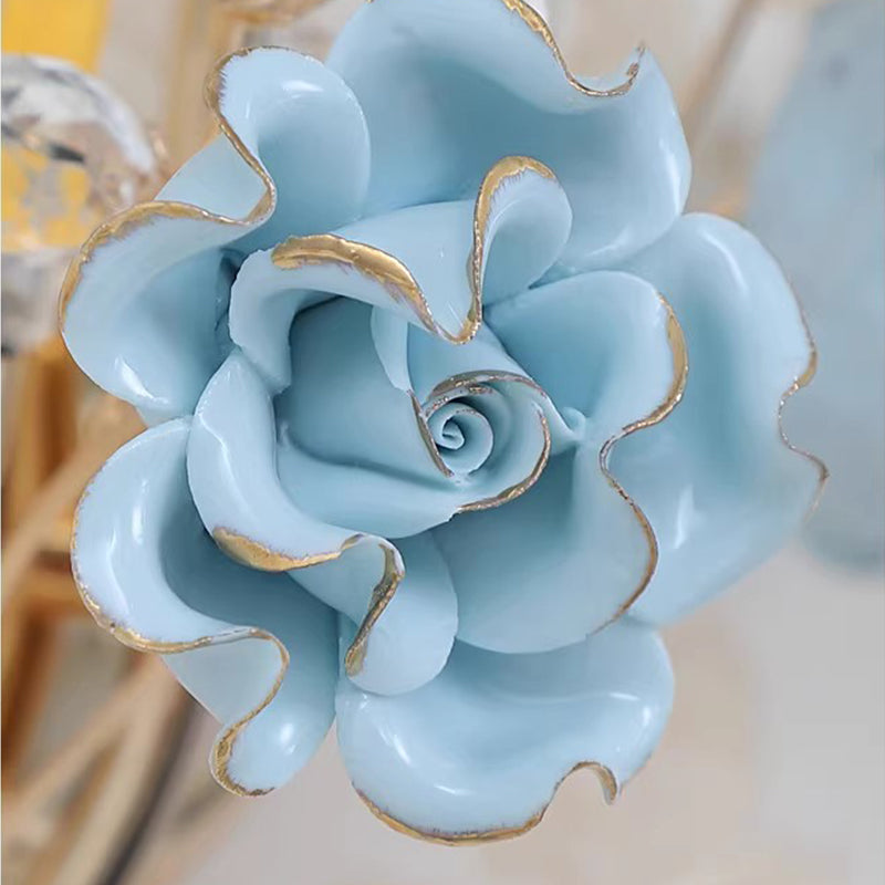 Modern Luxury Crystal Floor Lamp Ceramic-Blue Living Room Bedroom Standing Light FL98053