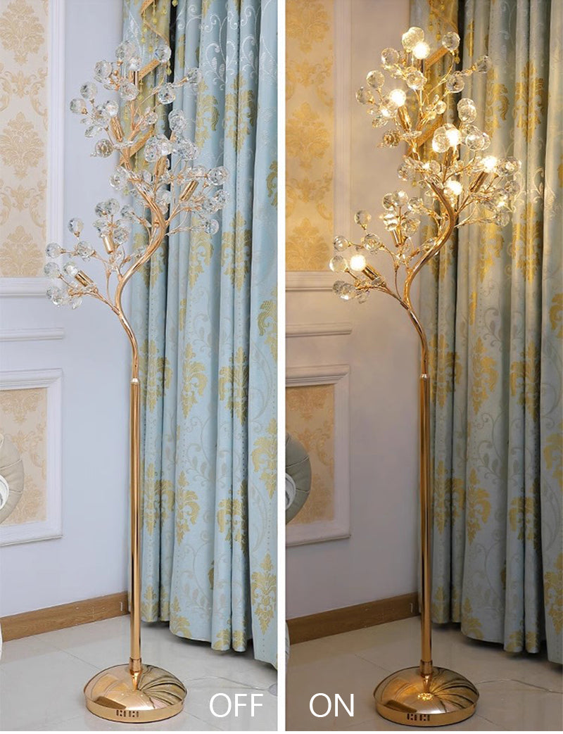 Modern Luxury Crystal Floor Lamp Living Room Bedroom Standing Light for Bedroom FL98053