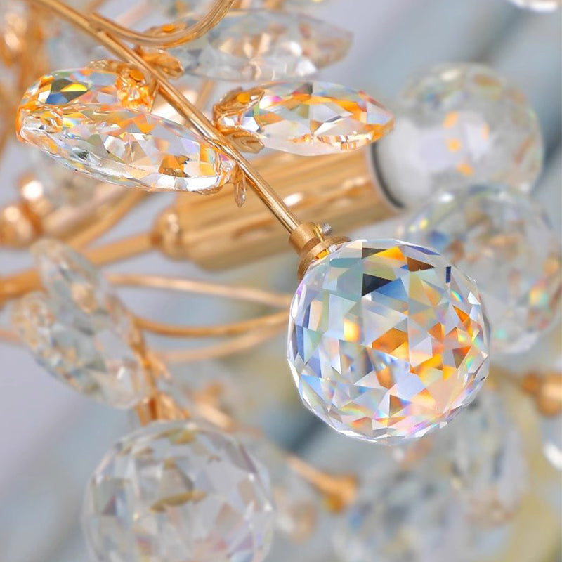 Modern Luxury Crystal Wall Lamp Creativity Ceramics Flower Bedroom Bedside Light MD98053-L2