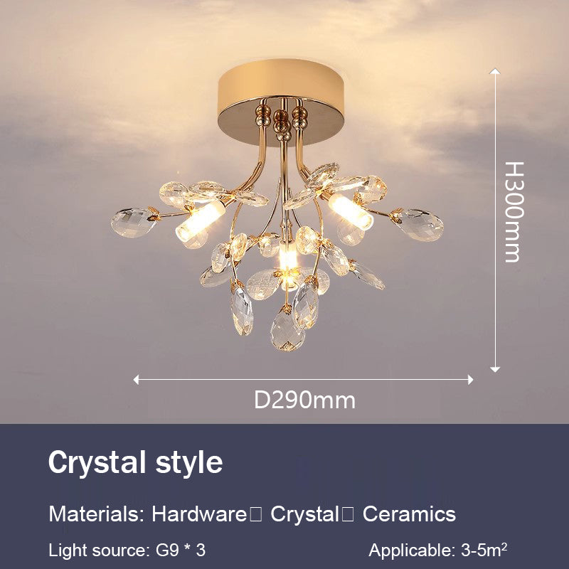 MEEROSEE Luxury Colored Chandelier Lights Decorative French Flower Ceramic Rose Chandelier for Aisle Corridor MD98053-ceiling wall