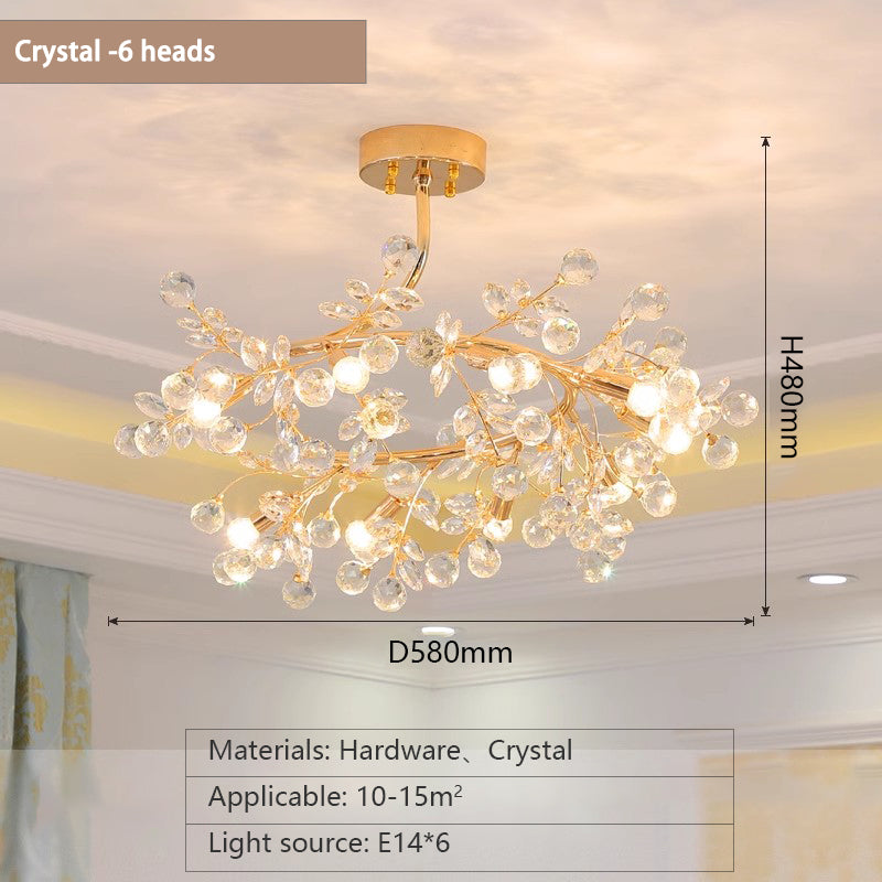 MEEROSEE French Ceramic Flower Chandelier European Crystal Light MD98055-L6
